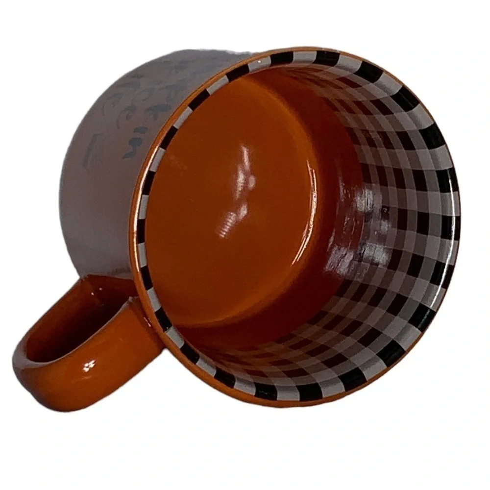 Autumn Pumpkin Spice Mug Harvest Orange Gingham Plaid Check Novelty Quote